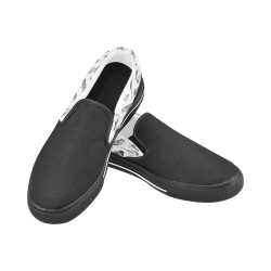 Black and white birds against white background sea Women's Slip-on Canvas Shoes/Large Size (Model 019)