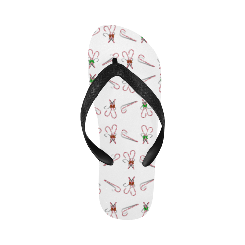 Christmas Candy Canes with Bows Flip Flops for Men/Women (Model 040)