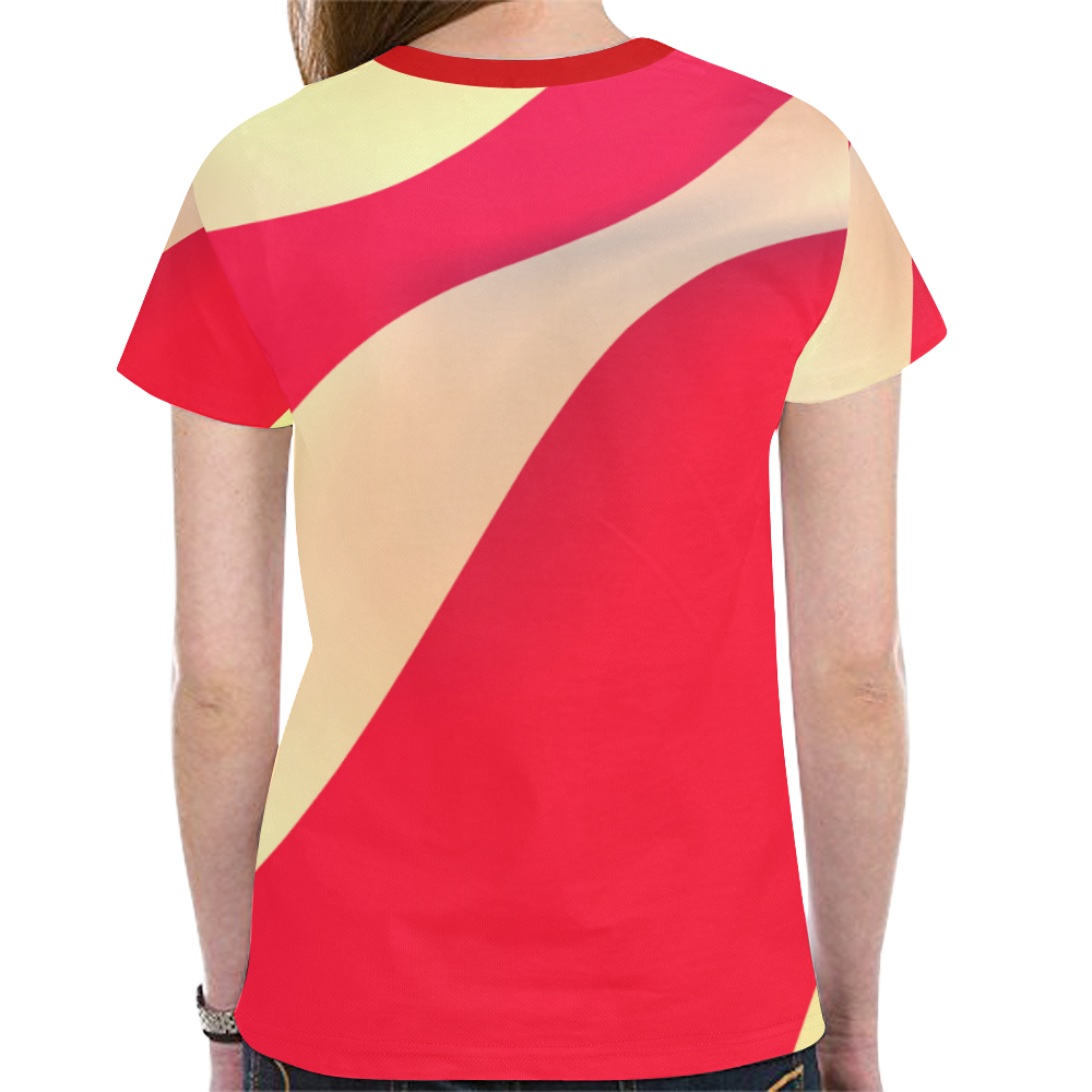 Red and White Stripes New All Over Print T-shirt for Women (Model T45)
