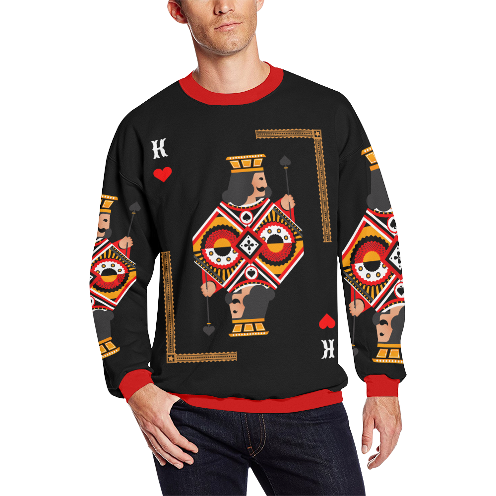 King Me Men's Men's Oversized Fleece Crew Sweatshirt (Model H18)