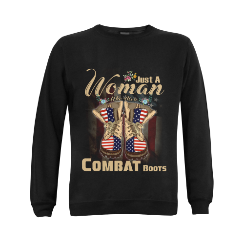 Just A Woman Who More Combat Boots Gildan Crewneck Sweatshirt(NEW) (Model H01)