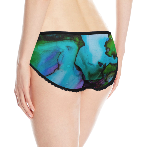 Blue green ink Women's All Over Print Classic Briefs (Model L13)