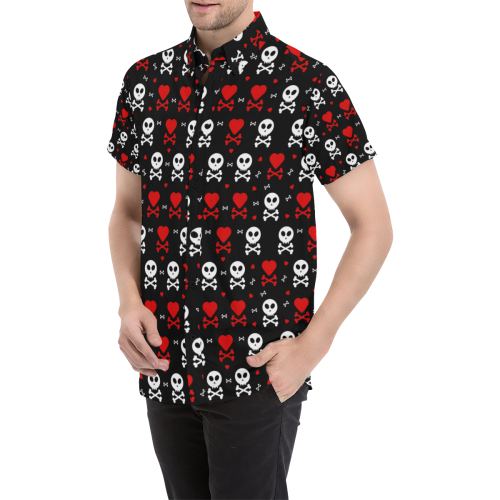 Skull and Crossbones Men's All Over Print Short Sleeve Shirt (Model T53)