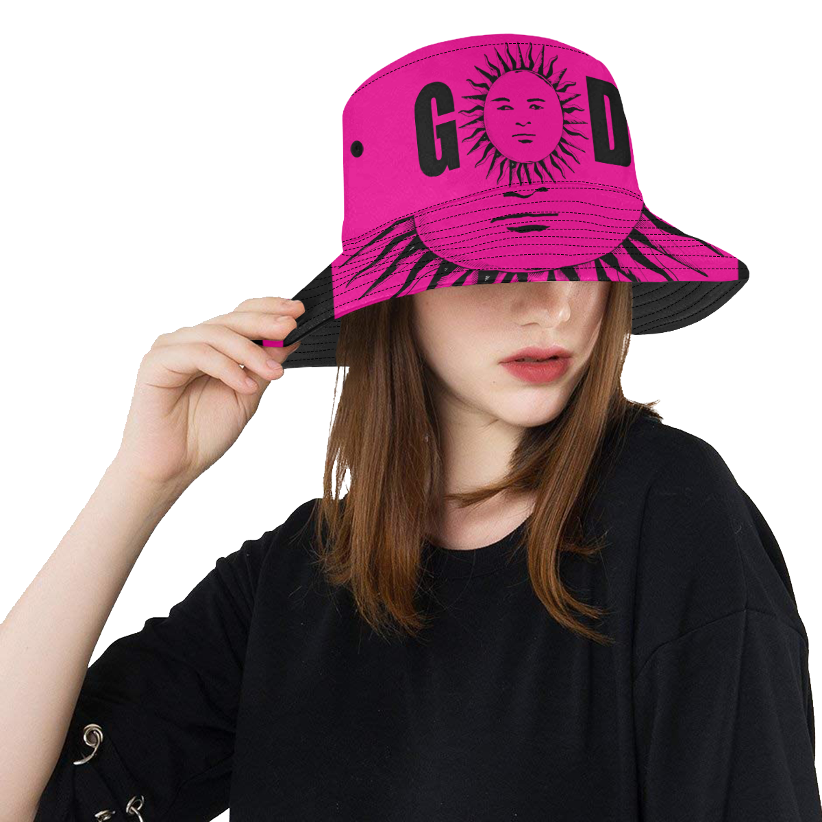 GOD Bucket Hat Hot Pink All Over Print Bucket Hat