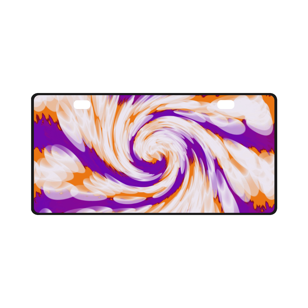 Purple Orange Tie Dye Swirl Abstract License Plate