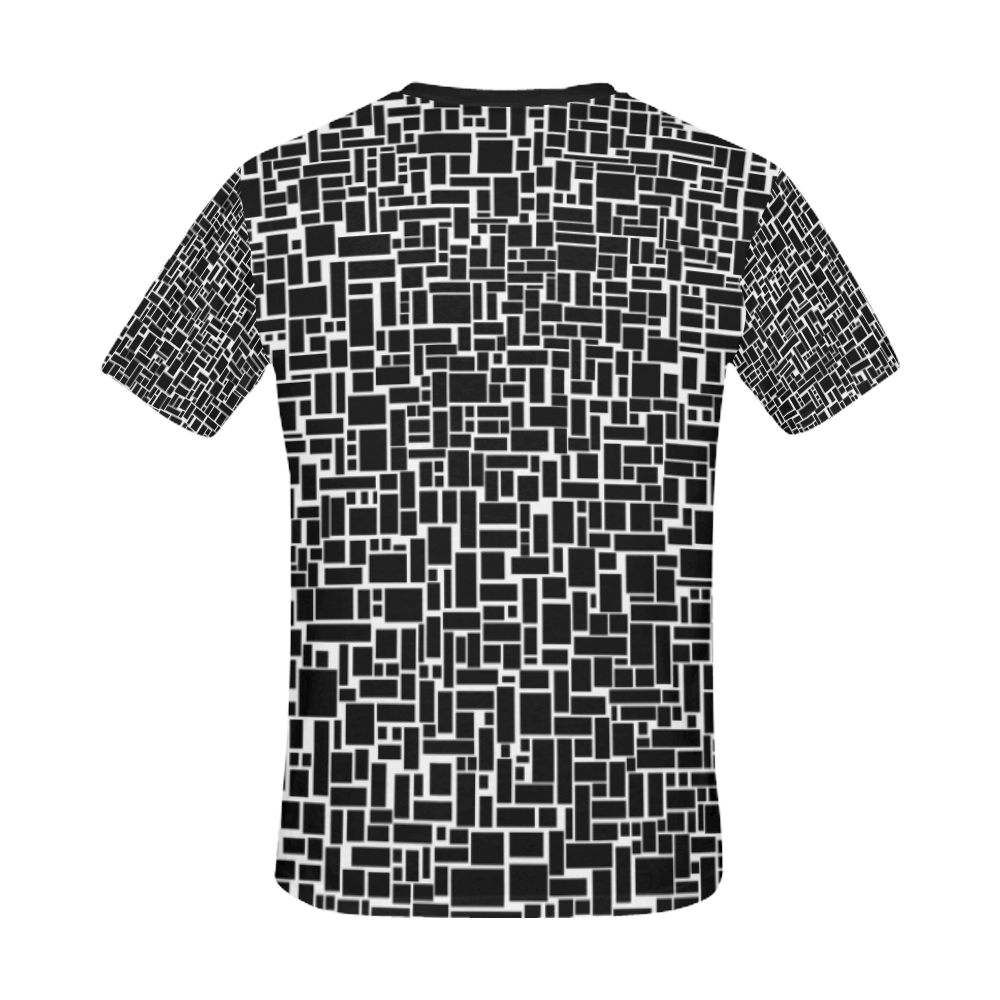 BLACK AND WHITE BOX PATTERN All Over Print T-Shirt for Men/Large Size (USA Size) Model T40)