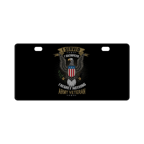 I Regret Nothing Army Veteran License Plate