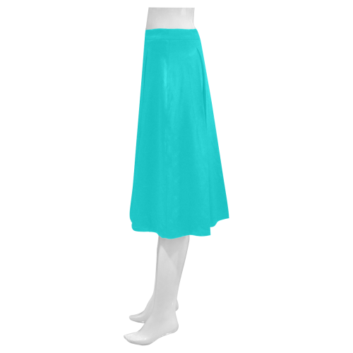 color dark turquoise Mnemosyne Women's Crepe Skirt (Model D16)