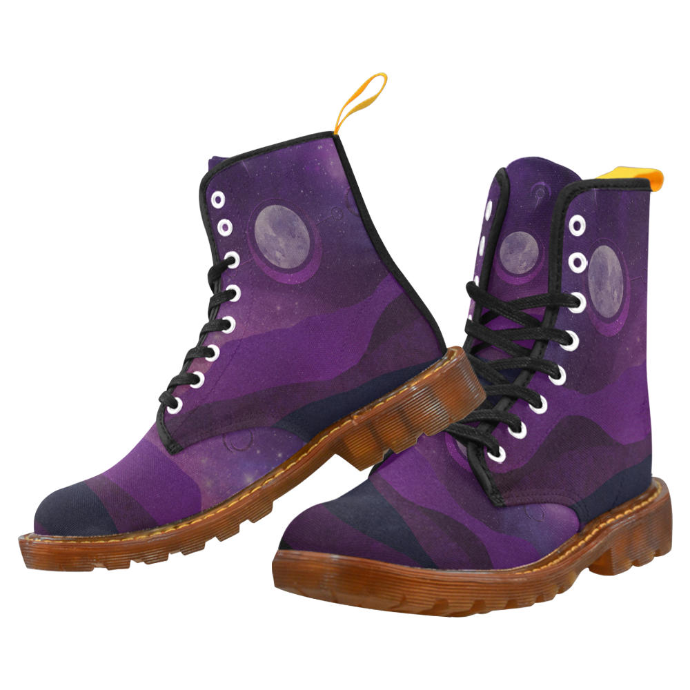 Purple Moon Night Custom Canvas Boots For Men Model 1203H