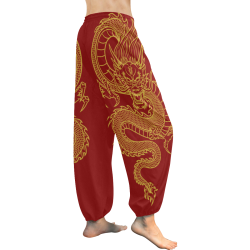 Chinese Dragon red Women's All Over Print Harem Pants (Model L18)