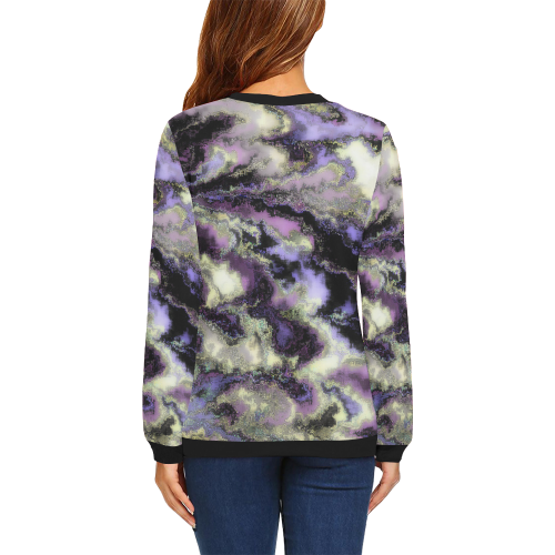 Purple marble All Over Print Crewneck Sweatshirt for Women (Model H18)