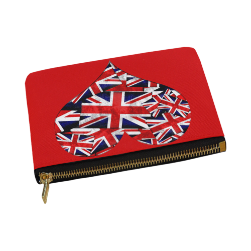 Union Jack British UK Flag Heart Red Carry-All Pouch 12.5''x8.5''