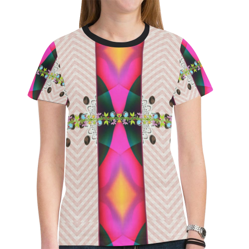 wraped tee-tshirt-with pattern-annabellerockz New All Over Print T-shirt for Women (Model T45)