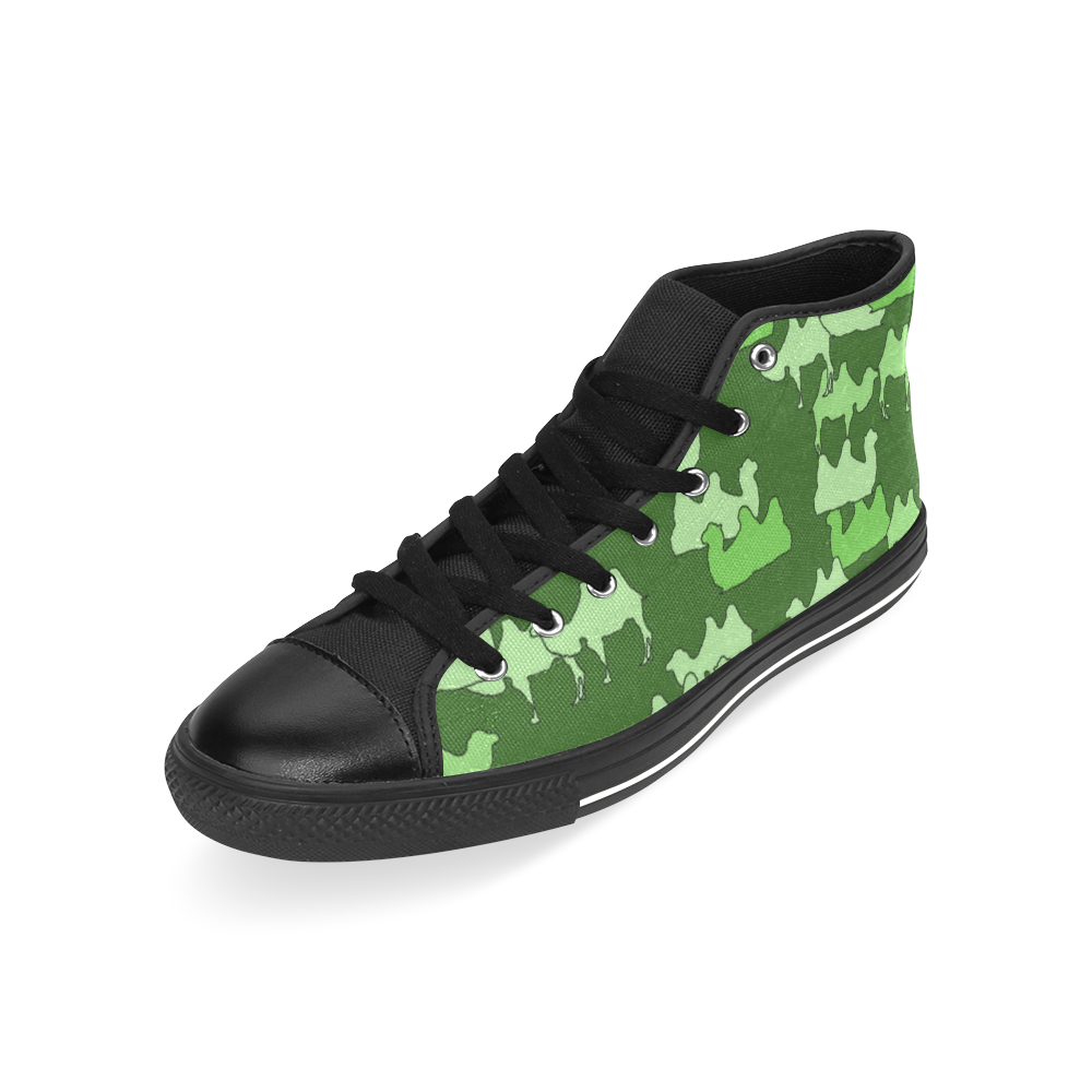 camelflage green Men’s Classic High Top Canvas Shoes /Large Size (Model 017)