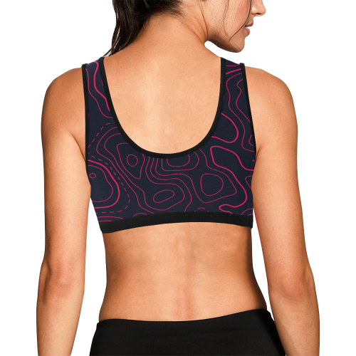 topographic map Women's All Over Print Sports Bra (Model T52)