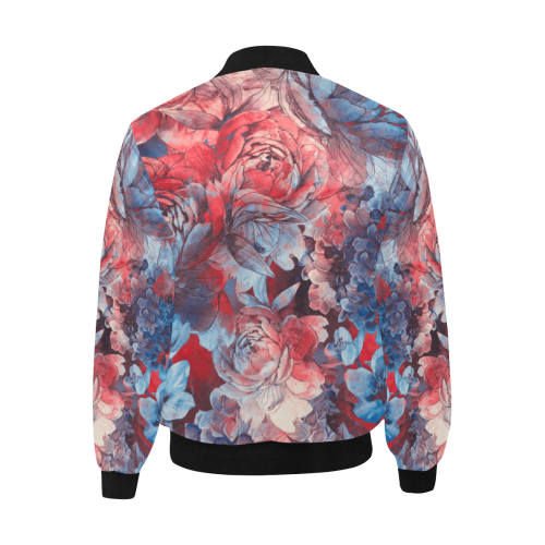 flowers All Over Print Quilted Bomber Jacket for Men (Model H33)