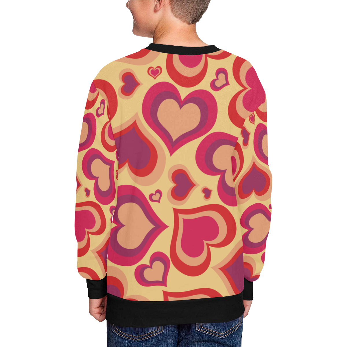 SWEET HEART RED GOLD Kids' All Over Print Sweatshirt (Model H37)