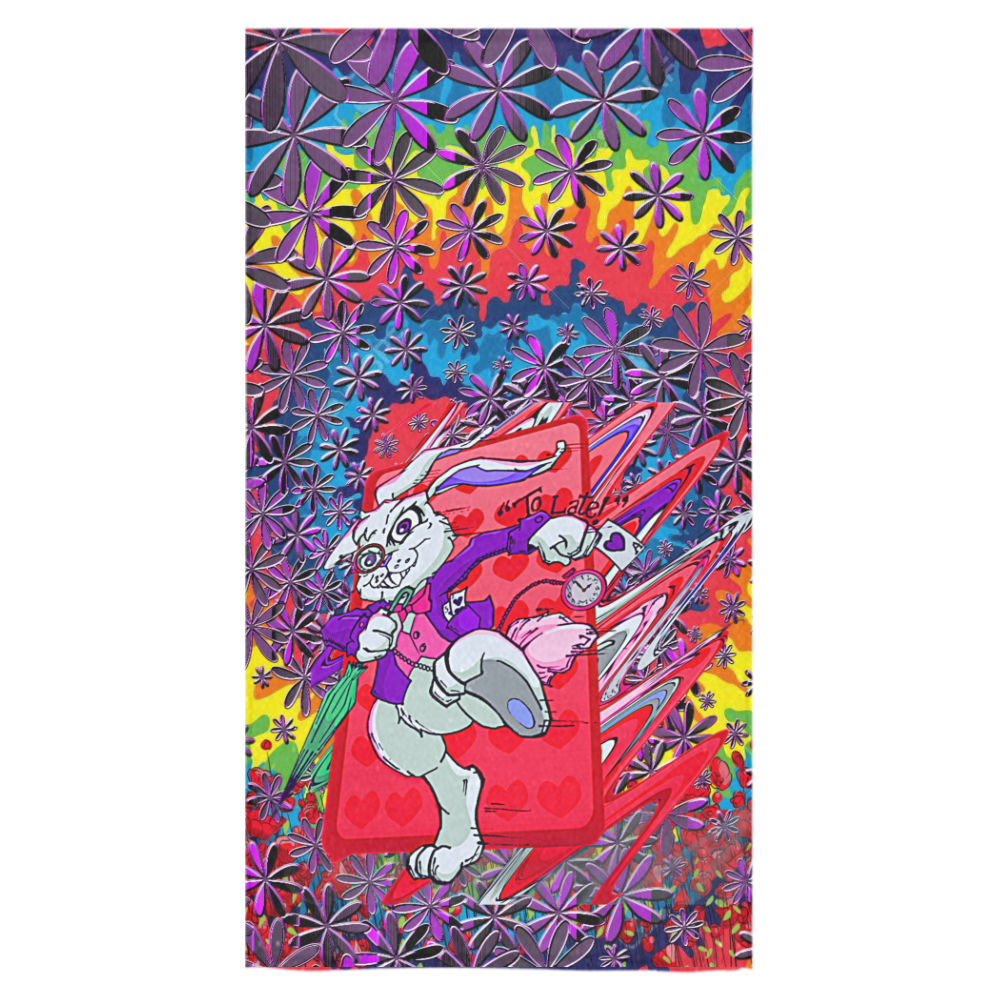 Tie Dyed White Rabbit Inspired Fan Art Psychedelic Running Late Design Bath Towel 30"x56"