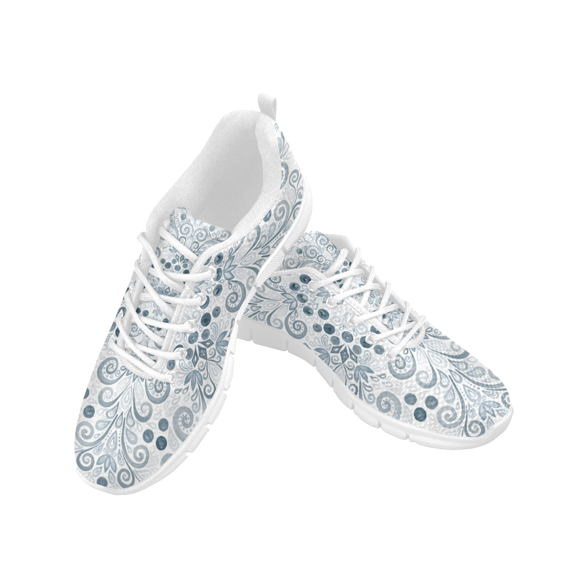 Blueberry Field, Blue, Watercolor Mandala Women's Breathable Running Shoes (Model 055)