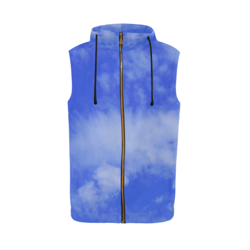 Blue Clouds All Over Print Sleeveless Zip Up Hoodie for Men (Model H16)