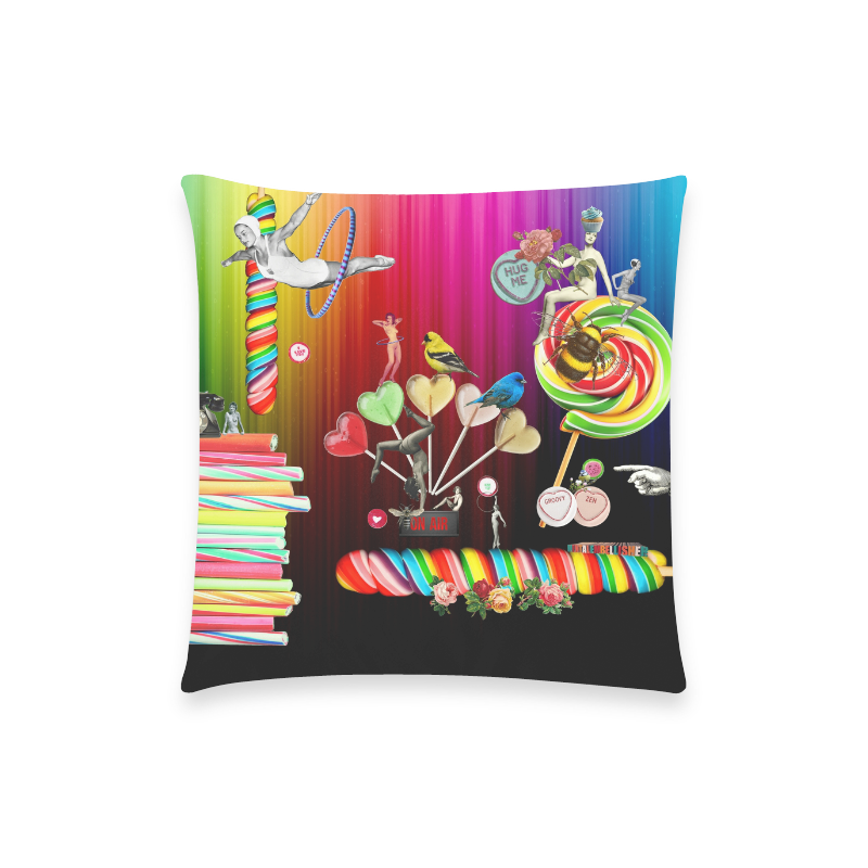 Sweet Rainbow Hugs Custom  Pillow Case 18"x18" (one side) No Zipper
