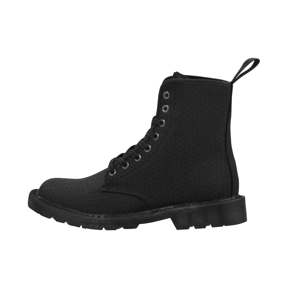 Times Square New York City webbing style on black Martin Boots for Men (Black) (Model 1203H)