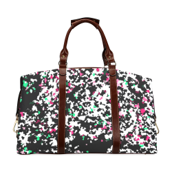 Pink Green Dots On Black And White Abstraction Classic Travel Bag (Model 1643) Remake