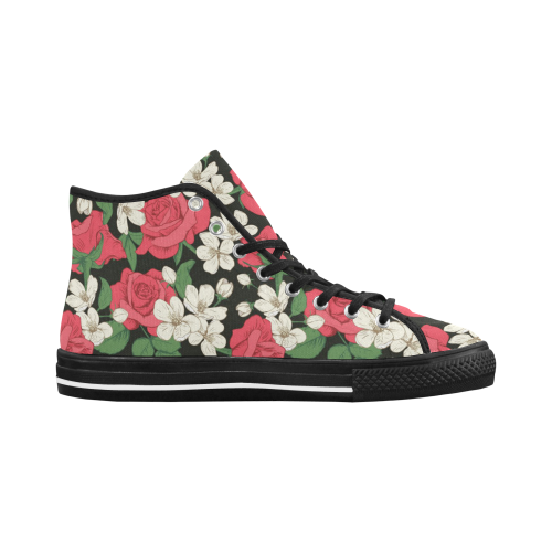Pink, White and Black Floral Vancouver H Men's Canvas Shoes/Large (1013-1)