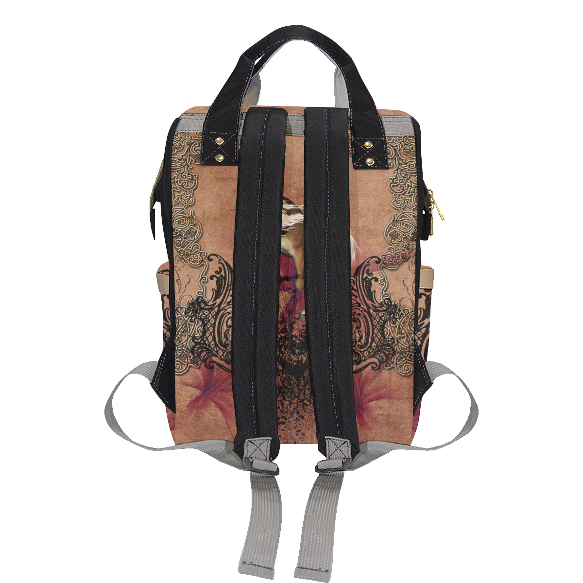 Amazing horse with flowers Multi-Function Diaper Backpack/Diaper Bag (Model 1688)