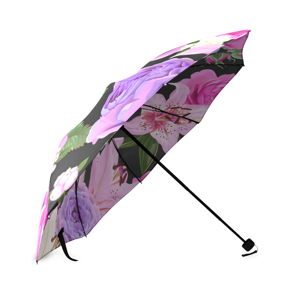 Pink and Purple Roses Foldable Umbrella (Model U01)