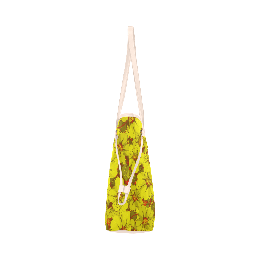 Yellow flower pattern Clover Canvas Tote Bag (Model 1661)