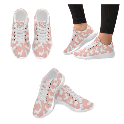 Pink Llama Pattern Men’s Running Shoes (Model 020)