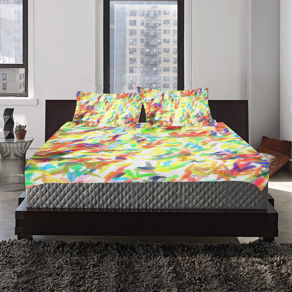 Colorful brush strokes 3-Piece Bedding Set