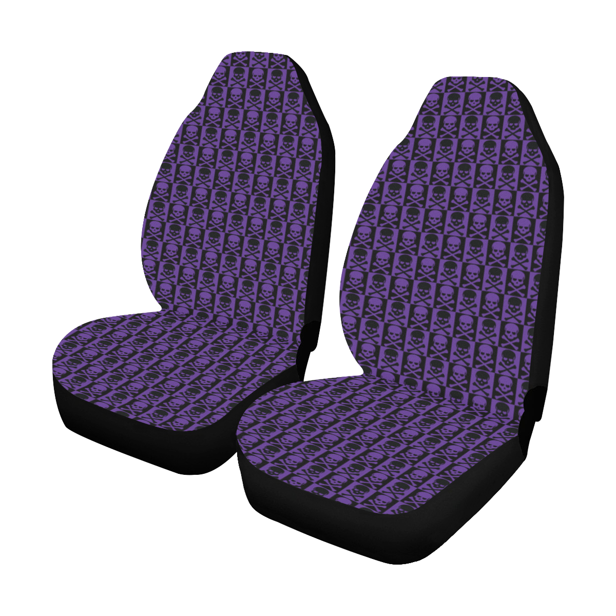 Gothic style Purple & Black Skulls Car Seat Covers (Set of 2)