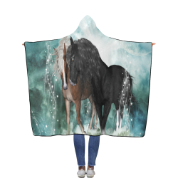 The wonderful couple horses Flannel Hooded Blanket 56''x80''