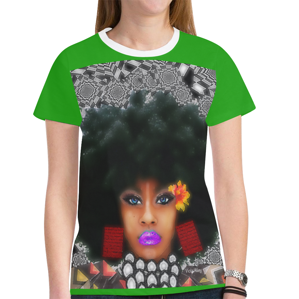 FUEL UP T SHI GREEN New All Over Print T-shirt for Women (Model T45)