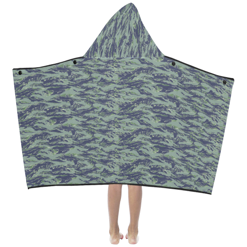 Jungle Tiger Stripe Green Camouflage Kids' Hooded Bath Towels