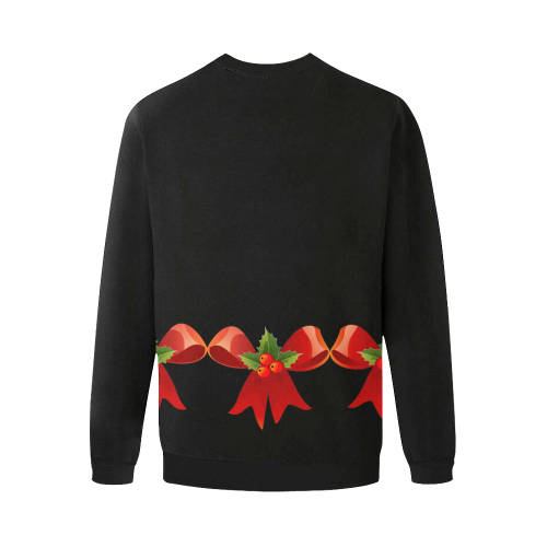 Red Christmas Bows and Holly Men's Oversized Fleece Crew Sweatshirt/Large Size(Model H18)
