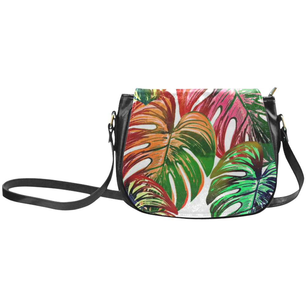 Pretty Leaves D by JamColors Classic Saddle Bag/Large (Model 1648)