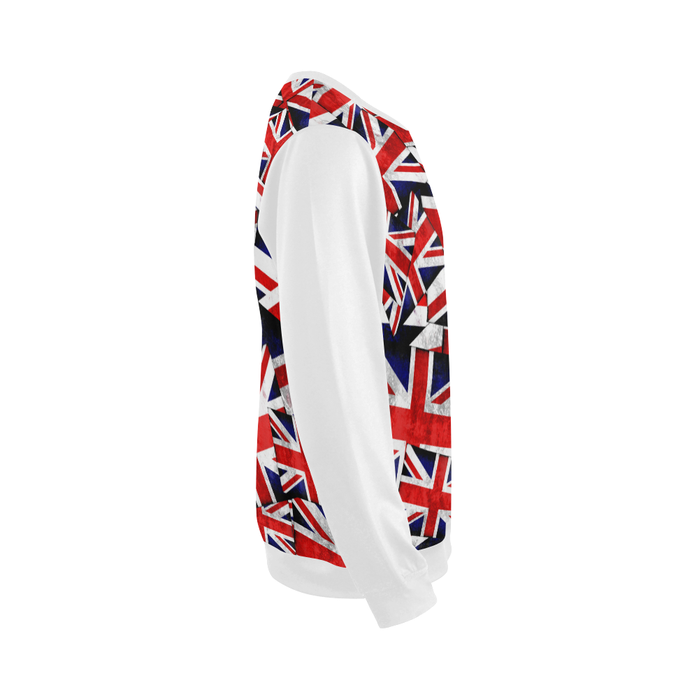 Union Jack British UK Flag (Vest Style) White All Over Print Crewneck Sweatshirt for Men/Large (Model H18)