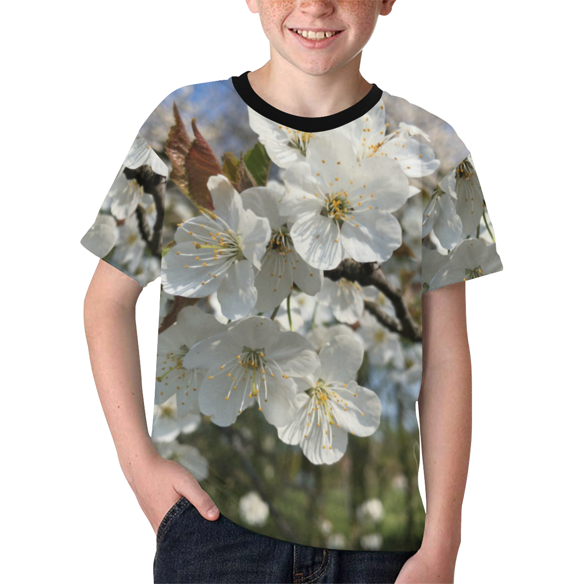 white flower Kids' All Over Print T-shirt (Model T65)