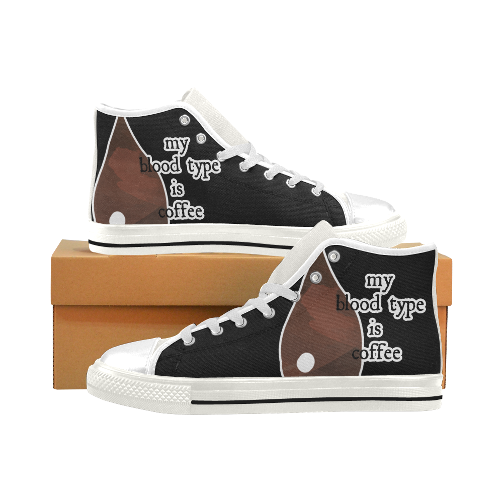 My blood type is coffee! Men’s Classic High Top Canvas Shoes (Model 017)