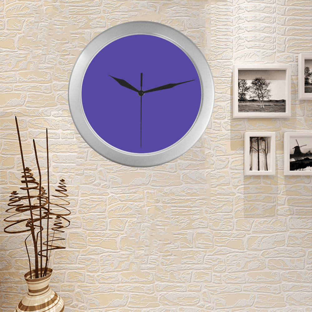 color slate blue Silver Color Wall Clock