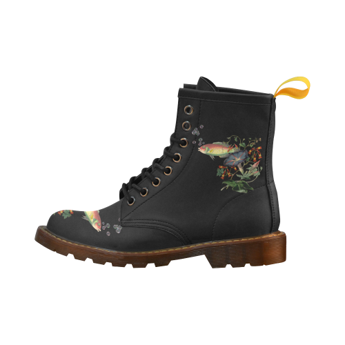 Fish With Flowers Surreal High Grade PU Leather Martin Boots For Women Model 402H