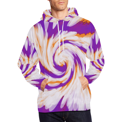 Purple Orange Tie Dye Swirl Abstract All Over Print Hoodie for Men (USA Size) (Model H13)
