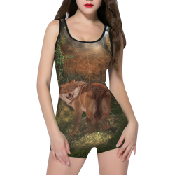 Awesome wolf in the night Classic One Piece Swimwear (Model S03)