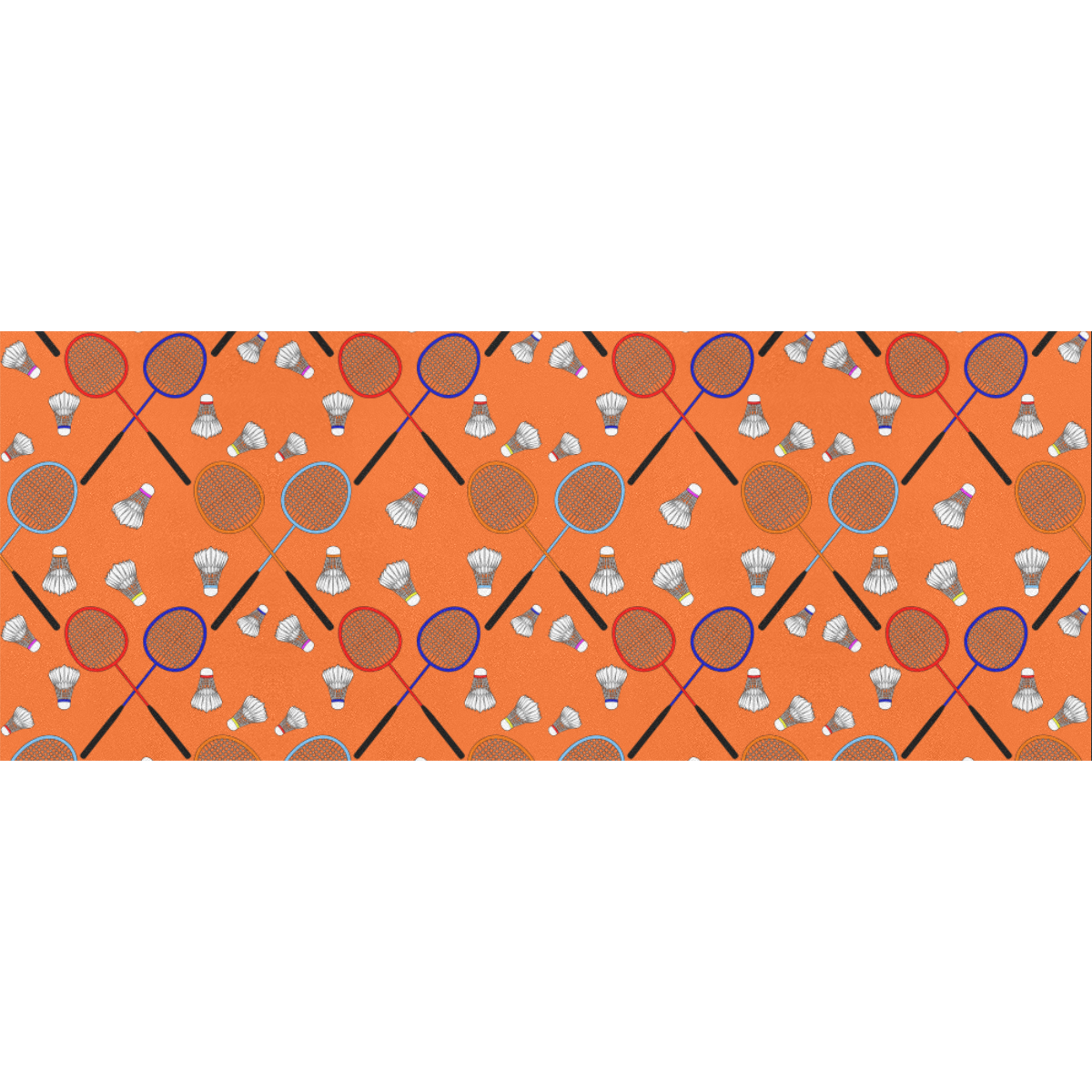 Badminton Rackets and Shuttlecocks Pattern Sports Orange Gift Wrapping Paper 58"x 23" (5 Rolls)