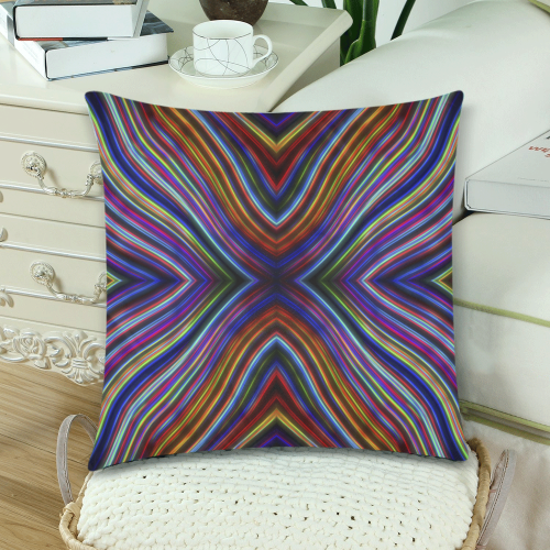 Wild Wavy X Lines 36 Custom Zippered Pillow Cases 18"x 18" (Twin Sides) (Set of 2)