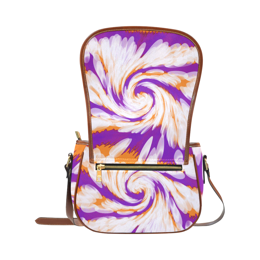 Purple Orange Tie Dye Swirl Abstract Saddle Bag/Large (Model 1649)