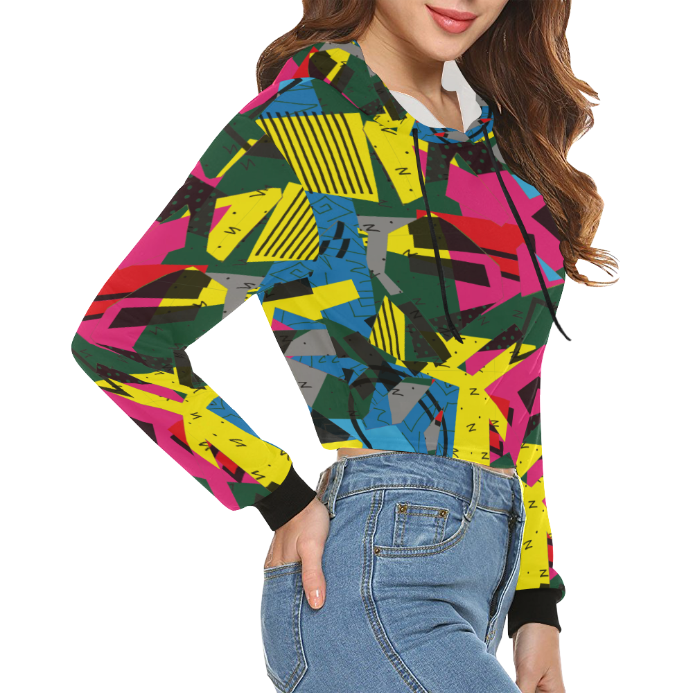 Crolorful shapes All Over Print Crop Hoodie for Women (Model H22)